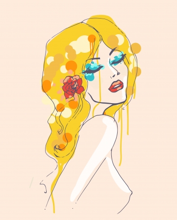 hand drawn sketch of womanのイラスト素材