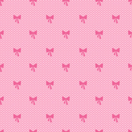 seamless vintage pink lacy pattern with bowsのイラスト素材