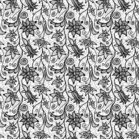 Flower lacy seamless background, vintage vector illustrationのイラスト素材