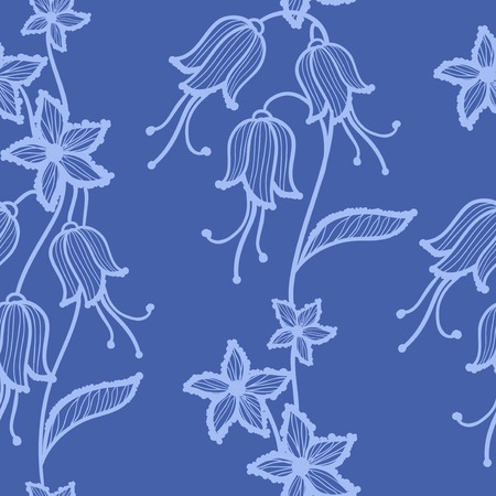 Flower blue lacy seamless background, vintage vector illustrationのイラスト素材