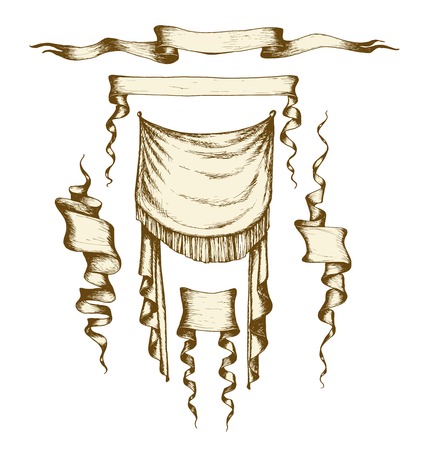 Old banners, ribbons and manuscriptsのイラスト素材