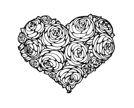 roses in shape of a heartのイラスト素材