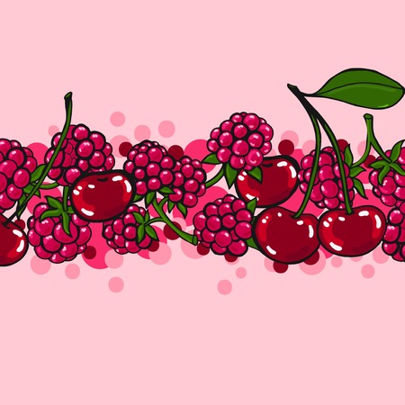 pink background with berriesのイラスト素材