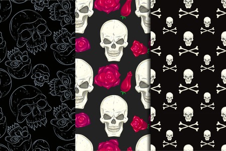 seamless background with skullsのイラスト素材