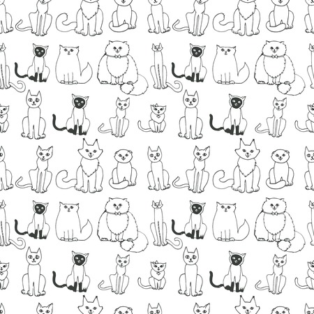 seamless pattern with catsのイラスト素材
