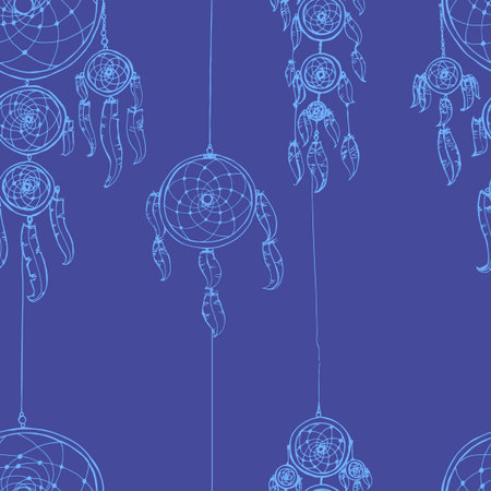 Seamless vector illustration with dream catchers. Vector illustrationのイラスト素材