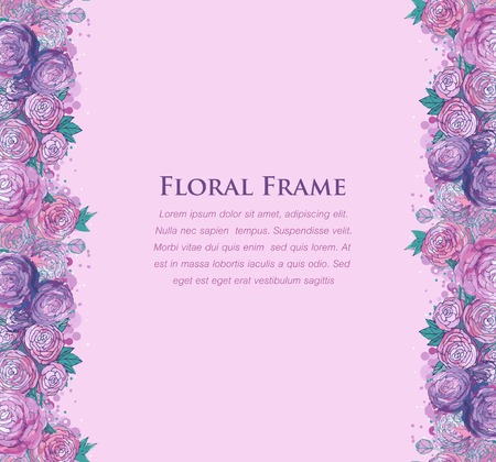 floral watercolor borderのイラスト素材