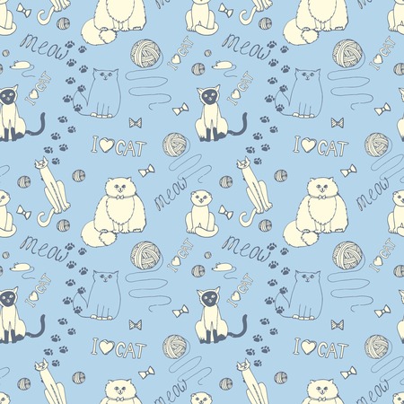 seamless pattern with catsのイラスト素材