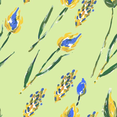 Seamless pattern with flowers and earsのイラスト素材