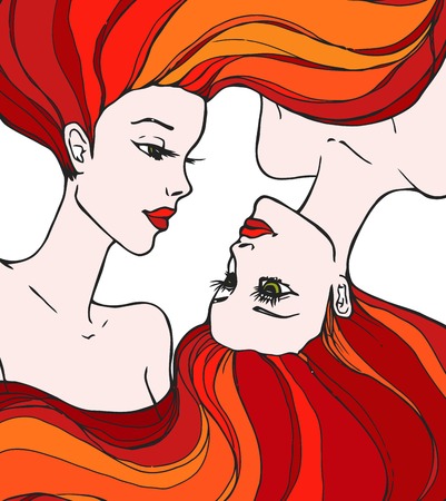 Two beautiful young womenのイラスト素材