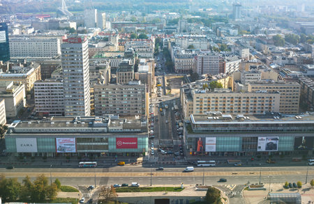Warsaw, Poland - September12, 2014 View from the observation deck of the Palace of Culture and Scienceのeditorial素材