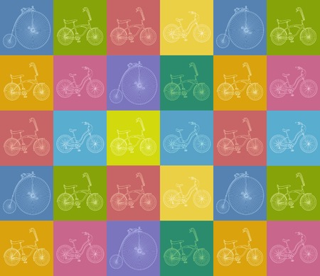 seamless background with bicyclesのイラスト素材