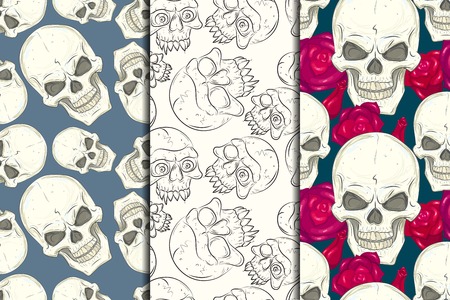 seamless background with skullsのイラスト素材