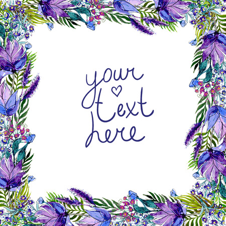 Floral frame with wildflowersのイラスト素材
