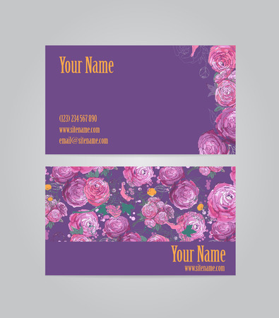 Beautiful vintage floral business card template, vectorのイラスト素材