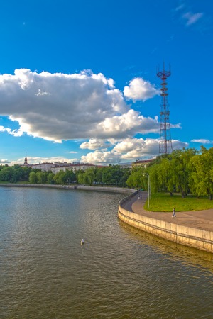 June 24, 2015: River Svisloch in the centre of Minsk near Victory square, Belarus.のeditorial素材