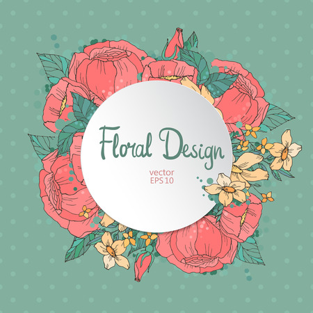 Vintage Floral Frame and place for your text.  Perfect for wedding invitations and birthday cardsのイラスト素材