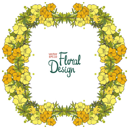 Floral Frame made of yellow flowers and place for your textのイラスト素材