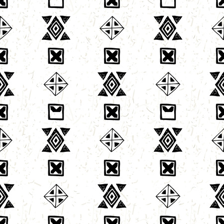 Seamless black and white aztec pattern, vector illustrationのイラスト素材