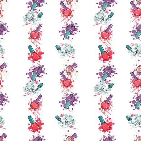 Seamless pattern with nail polish. Fashion vector illustrationのイラスト素材