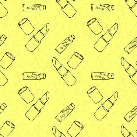 Makeup seamless pattern. Mascara, eye shadow concealer and blusherのイラスト素材