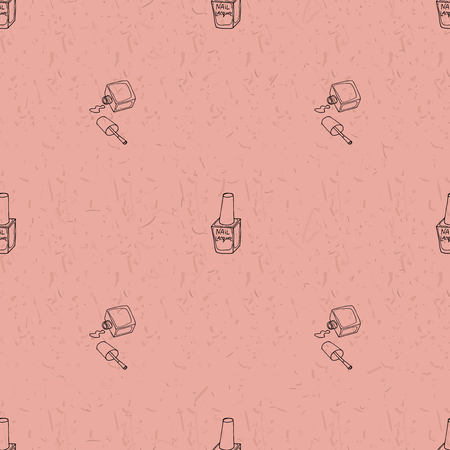 Seamless pattern with nail polish. Fashion grunge hand drawn outline vector.のイラスト素材