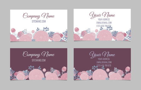 Double-sided floral vintage business card. Light and dark colorsのイラスト素材