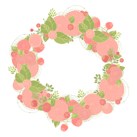 Abstract Flowers arranged un a shape of  wreath.のイラスト素材