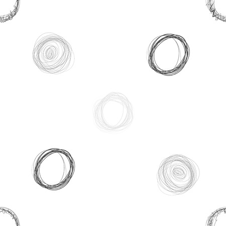 Black and White Pencil Scribble Circles Seamless Pattern. Abstract Seamless Backgroundのイラスト素材
