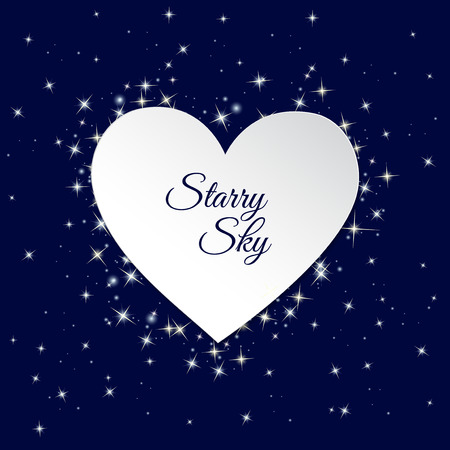 Heart shaped place for text on starry sky backgroundのイラスト素材