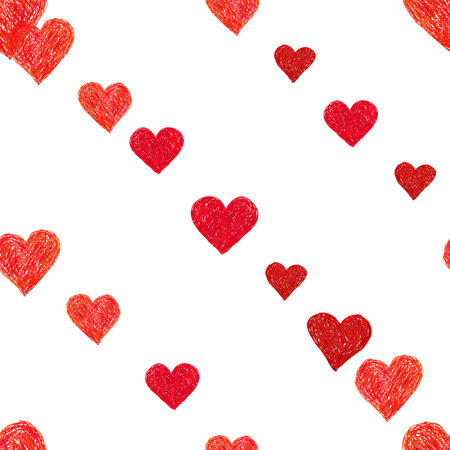 Hand drawn doodle seamless pattern with hearts