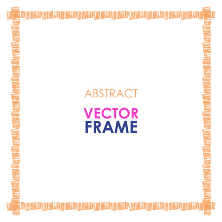 Abstract vector frame. Ethnic square frame, hand drawnのイラスト素材