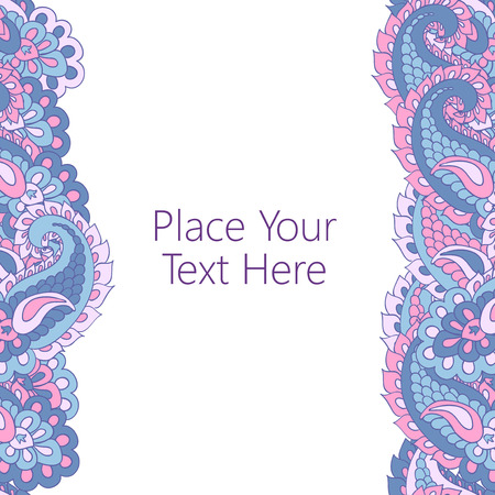 Abstract vertical paisley border with place for your text. Good  for page decoration, invitation, greetings cards  or announcements.のイラスト素材