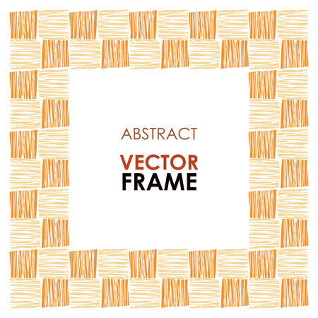 Abstract vector frame. Ethnic square frame, hand drawn vector. Tribal abstract frame. Checkered striped frame. African ethnicのイラスト素材