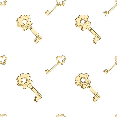 Seamless keys pattern. Vintage keys on white backgroundのイラスト素材