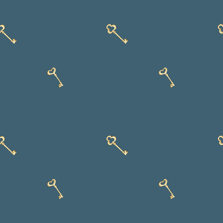 Seamless keys pattern. Gold vintage keys. Digital or Wrapping Paperのイラスト素材