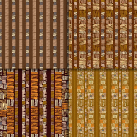 African pattern. Tribal seamless background. Abstract seamless patterns, vector set. Digital paper set, brown abstract pattern. Hand drawn, ethnic pattern set.のイラスト素材