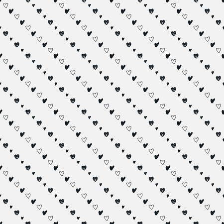 Doodle seamless pattern with hearts. Hand-drawn heart vector background. Seamless heart pattern. Valentines day background, digital or wrapping paperのイラスト素材