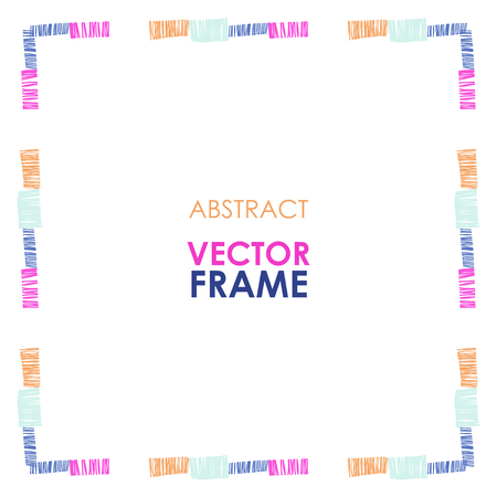 Abstract vector frame. Ethnic square frame, hand drawnのイラスト素材