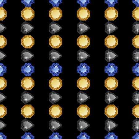 Diamonds seamless pattern. Vector illustration jewerly. Abstract diamond vector background. Jem seamless pattern. Seamless background, brilliant jewels. Wealth conceptのイラスト素材