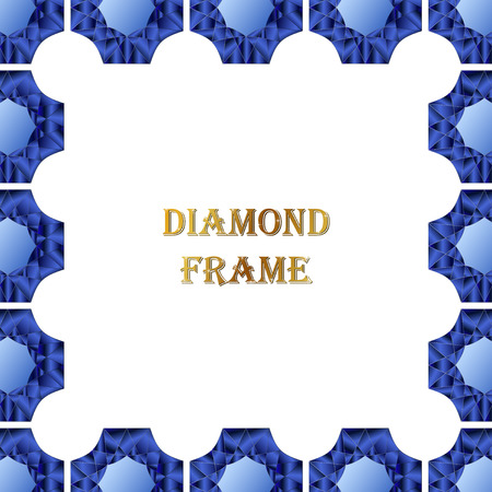 Sapphire square frame. Vector jewerly background and place for your text. Abstract diamond borderのイラスト素材