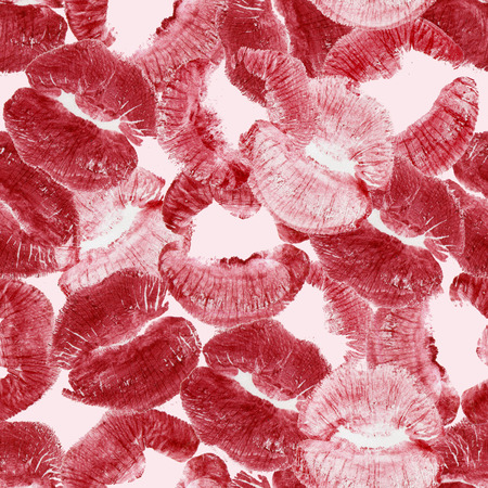 Lips prints seamless pattern. Kiss trace seamless backgroundの写真素材
