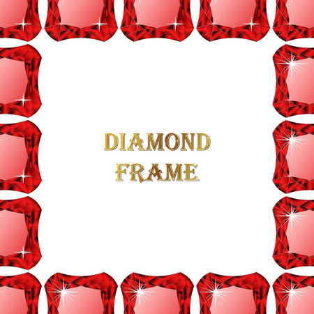Ruby square frame. Vector illustration jewerly. Abstract diamond vector. Diamond borderのイラスト素材