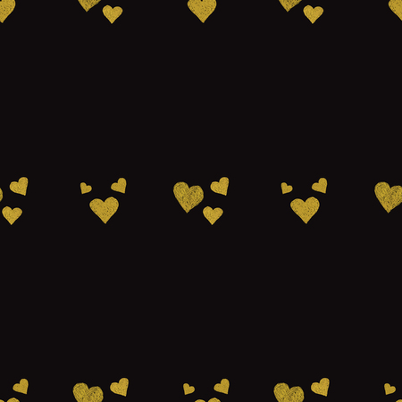 Golden foil glittering hearts seamless pattern. Digital paperのイラスト素材