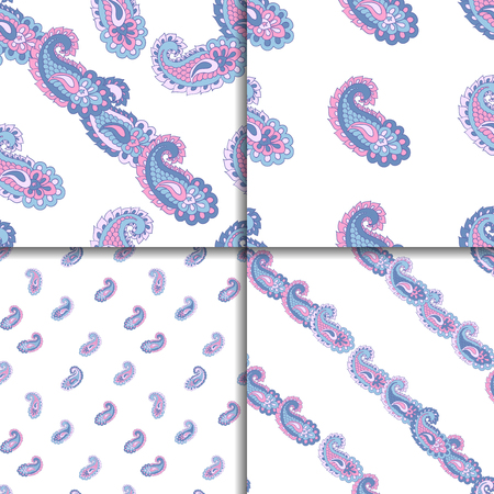 Vector illustration of seamless paisley pattern setのイラスト素材
