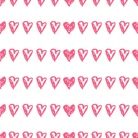Doodle seamless pattern with hearts. Seamless pink heart pattern. Valentines day background