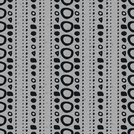 Geometric doodle seamless pattern. Black and white grunge hand drawn background with abstract shapes.のイラスト素材