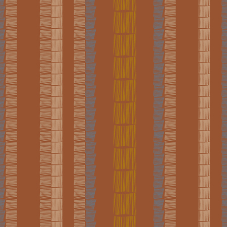 Brown vector striped grunge seamless pattern. Abstract african tribal background.のイラスト素材