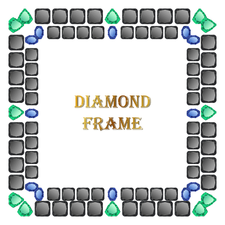 Diamonds square frame. Vector illustration jewelry. Abstract vector border on white background.のイラスト素材