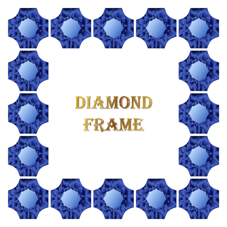 Sapphire square frame. Vector illustration jewelry. Abstract vector border on white background.のイラスト素材